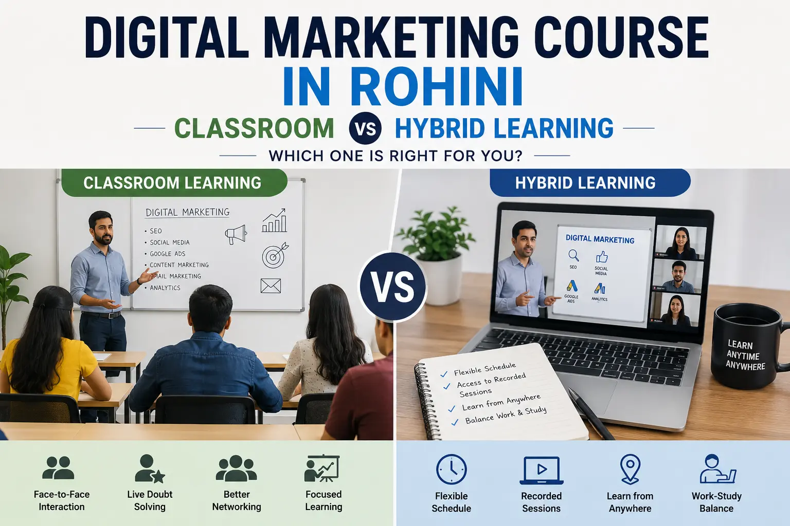 Digital Marketing Course in Rohini: Classroom vs Hybrid Learning